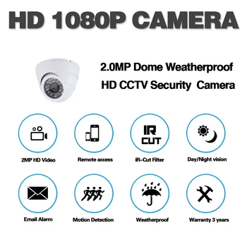Casa Interior para o exterior Branco câmera da Abóbada do IR-CUT 2.0 MP 1080P AHD Câmera de Visão Noturna AHD-H Câmera do CCTV para a home do sistema de vigilância