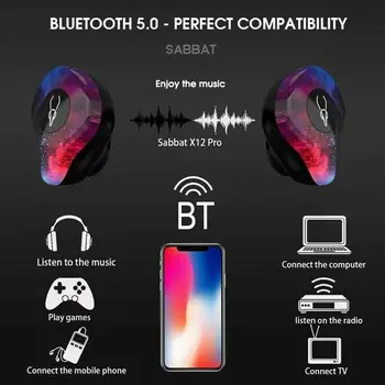 TWS Fones de ouvido Sabbat X12 PRO Bluetooth Fones de ouvido hi-fi Apoio Aptx Fones de ouvido sem Fio hi-fi Estéreo de Fones de ouvido