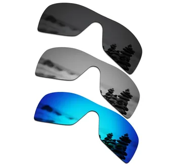 SmartVLT 3 Peças Óculos de sol Polarizados de Substituição de Lentes para Oakley Batwolf Stealth Preto e Prata, Titânio e Azul Gelo
