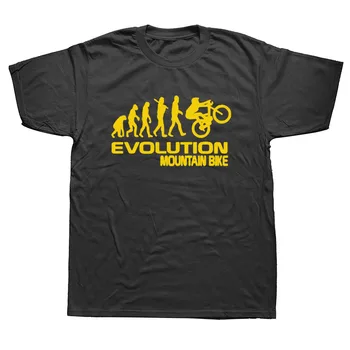 Evolução Da Bicicleta De Montanha Engraçado Gráfico T-Shirt Mens Estilo De Verão A Moda Mangas Curtas De Grandes Dimensões Streetwear T-Shirts