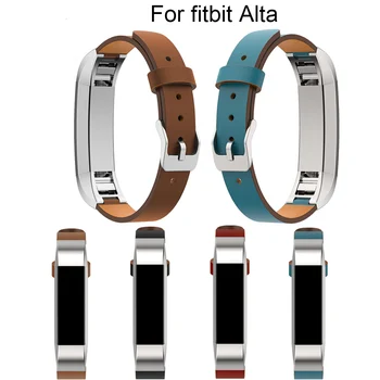 Luxo Couro Genuíno Substituição da Correia para o Fitbit Alta/Alta RH Tracker pulseira watchstrap Preto faixa de relógio de Alta Qualidade