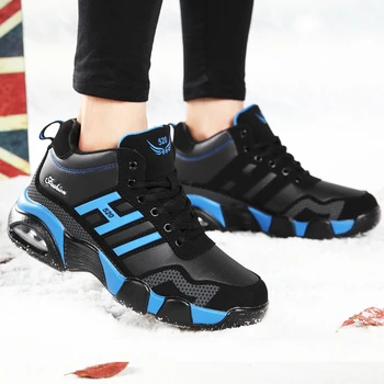 Unisex Inverno Super Quente Luxuoso da Pele Sapatos de Homens de alta top Tênis Cesta Homme Sapatos de Homens Flats Masculino Formadores de Calçado de Botas de Tornozelo