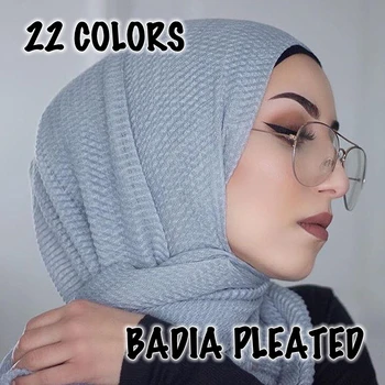 Uma peça mulheres de moda sólido ondulada hijabs lenço plissado islã xale envoltórios de cabeça macio longo muçulmano crimpled viscose simples hijab
