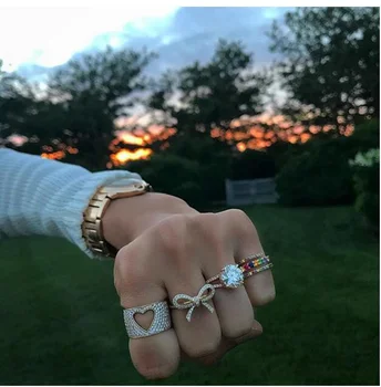 Anel coração para a namorada de presente de 2019 valentim presente para o amante de alta qualidade micro pave cz faíscas bling anéis de dedo