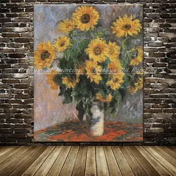 Arthyx Artesanal Reprodução De Girassol, De Claude Monet, Famosa Pintura A Óleo Sobre Tela Flor, Imagem De Arte De Parede Para Quarto De Decoração De Casa