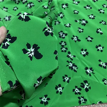 De pura seda, crepe de chine tecido de seda 140 cm 16momme floral sobre fundo verde,SCDC1218