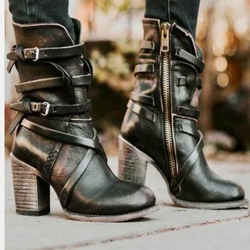 Sapatos Para As Mulheres 2020 Outono E Inverno Novo Tubo Curto Mulheres Botas De Manter Quente Coxa Saltos De Linha De Costura De Rebite Botas De Salto Alto