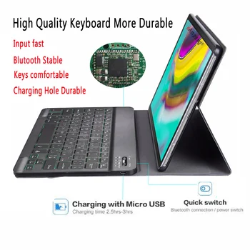 Backlit Arabic Keyboard Case Para Samsung Galaxy Tab 8 8.0 2019 10.1 A6 2016 10.5 2018 T290 T295 P200 P205 T510 T515 T580 T590