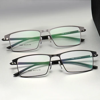 P9960 Homens de Titânio Liga de Óculos de Moldura para os Homens de Óculos IP Eletrodeposição de Material de Liga,Completo Rim e Meio Aro