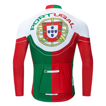2019 Portugal NOVO de ciclismo jersey de manga longa de Inverno Térmico de Lã e sem Lã de ciclismo roupas zíper Reflexivo 4 de bolso