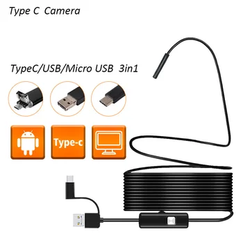 5,5 mm Lente de 1M/2M de Fio Macio Android Endoscópio de USB USB da Câmera da Inspeção da Tubulação do Endoscópio OTG USB Boroscópio a câmera a Mini Câmera