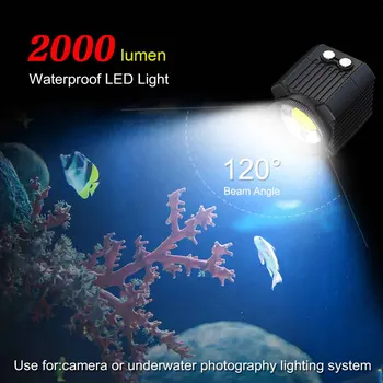 Câmera subaquática Flash 60M Impermeável Mergulho Luz de Preenchimento 2000Lm Para Gopro Hero 9 8 7 6 5 Câmeras de Smartphones Drone fotografia