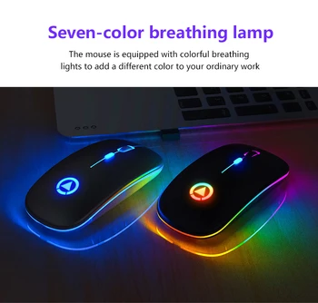 Mouse sem fio RGB Recarregável Mouse sem Fio do Computador Silencioso LED Backlit Ergonômico Gaming Mouse Para notebook PC Office