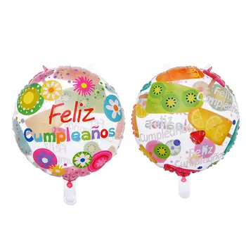 50pcs 18inch Rodada da Folha de Balão espanhol Feliz Cumpleanos Infláveis, Balões de Hélio, Feliz Festa de Aniversário, Decoração Presentes Balaos