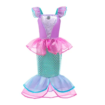 Menina Ariel Fantasia Vestido de Roupa de Crianças de Halloween Traje de Princesa Crianças Pequena Sereia, a Roupa de Aniversário, de Natal, de Carnaval