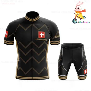 2021 Suíça Verão De Crianças Meninos Vestuário Bike Riding Curto Ciclismo Jersey Crianças De Estrada De Bicicleta Sportwear Vestiti Por Ciclisti