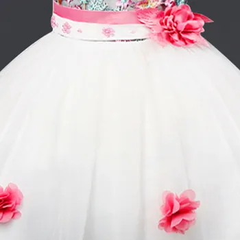 Beleza Emily Doce O Pescoço Vestidos da Menina de Flor para Casamentos Moda estampa Floral Meninas de Vestido de baile com o Cinto de 3 Cores Disponíveis