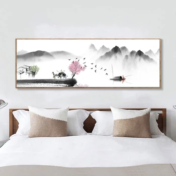 Chinês Resumo Zen Paisagem Pintura a Óleo sobre Tela de Pôsteres e Impressões de Arte de Parede Fotos de Sala de estar Decoração de Casa Sem Moldura