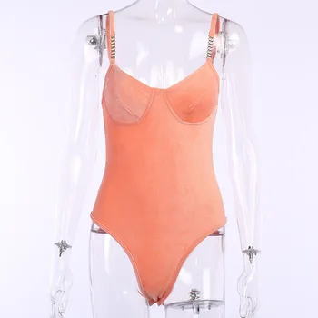 Nadafair V Sem Alças Sexy Body 2020 Veludo Verão Bodysuit Mulheres De Corpo Feminino Clube De Topo