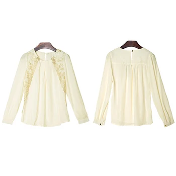Mulher de Blusa Branca Fashion Estilo coreano de Verão Chiffon Lace Casual Feminino Blusa Camisa de peças de Vestuário Senhoras