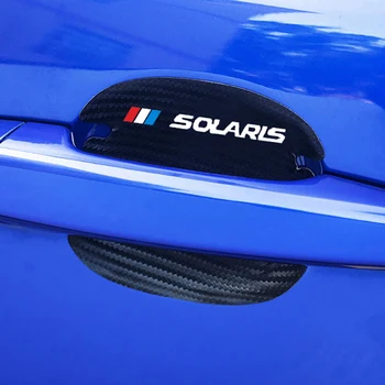 Para Hyundai Solaris 2017 2018 2019 2020 Accessorie 4pcs Nova Fibra de Carbono de Padrão de Carro maçaneta da Porta do Zero Protetor de Couro Vara
