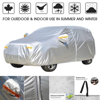 À Prova de água de Carro Cobrir o Pó de Chuva Stome UV de Neve de Proteção contra o Sol Cobre Casaco Hatchback e Sedan SUV Exterior Interior do Refletor Zíper D45