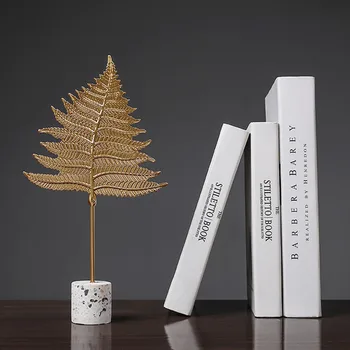 NORTHEUINS Ferro Criativo Golden Leaf Figuras Nórdico de Trabalho Modernos de Decoração de Folhas Estátua Escultura Para a Casa de Decoração de Interiores