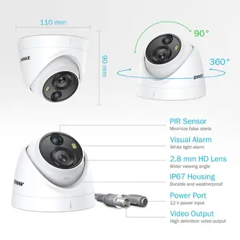 ANNKE 4pcs de 5MP Câmeras do CCTV IP67 Impermeável de Vigilância de Vídeo ao ar livre Câmera da Abóbada do Filtro de Corte de INFRAVERMELHO Camera Kit