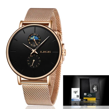LIGE Novas Mulheres Relógio de Marca de Luxo Simples de Quartzo Senhora Impermeável relógio de Pulso da Moda Feminina Casual Relógios Relógio reloj mujer 2020