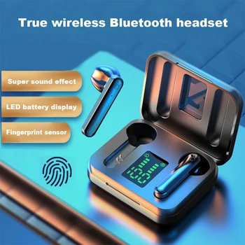 Bluetooth V5.0 Fones de ouvido Fones de ouvido sem Fio Com Microfone Esportes Impermeável Fones de ouvido LED de indicação de Carga de Caixa Para Android IOS