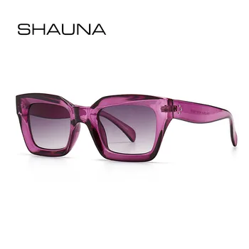 SHAUNA Rebites de Moda Praça Óculos de sol das Mulheres da Marca do Designer Retrô Azul Roxo Óculos Homens Gradiente de Óculos de Sol com Tons UV400
