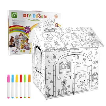 DIY de Papelão Colorir Ofícios Criativos Jogar Projeto de Casa para Montar E Pintar Brinquedos Educativos Para Crianças de Presente de Natal Para Crianças