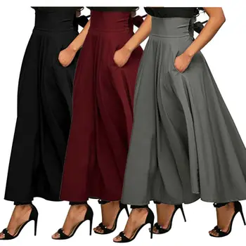 Alta Qualidade Vestido Maxi Saia 2020 Mulheres Da Moda Saias Plissadas Formal Saia De Cetim De Seda Com Saia De Muçulmanos Faldas Jupe