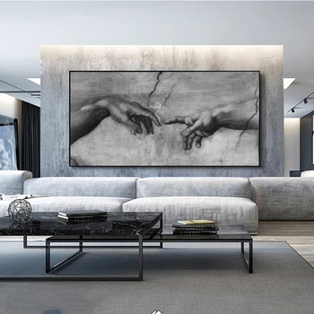 A Criação de Adão de Michelangelo de Arte Famosas Pinturas em Tela, na Parede, Arte, Pôsteres e Impressões de Fotos de Sala de estar
