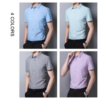 COODRONY Business Casual Camisas de Mens coreano Roupas Slim Fit Camisa de Homens Primavera Verão de Manga Curta, Camisa Social Masculina C6031S