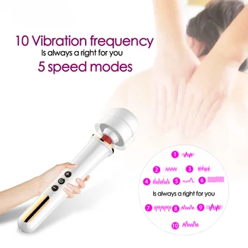 Recarregável 10 frequência de vibração Varinha Mágica massageador em Silicone Macio Massager do Corpo Estimulador de brinquedo para as Mulheres, a Massagem do Pescoço