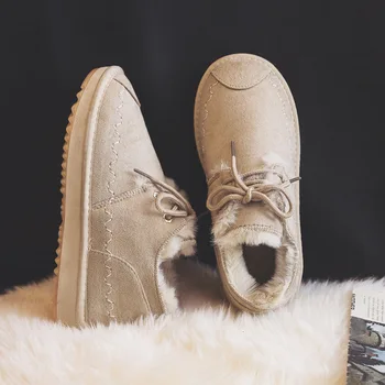 SWONCO Sapatos femininos T Novo 2019 Grossas Botas de Neve de Moda Selvagem Baixo Para Ajudar a Televisão Sapatos de Algodão das Mulheres Não-deslizamento Quente Sapatos