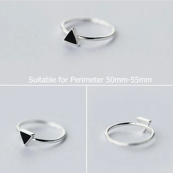 Simples 925 Prata Esterlina Geometria do Triângulo Anéis Para Mulheres Meninas Dom de Abertura de Anel Vintage Sterling-silver-jóias