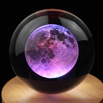 60mm 80mm 3D Lua dentro Transparente Claro Bola de Cristal Esfera Miniatura Casa de Decoração, Acessórios