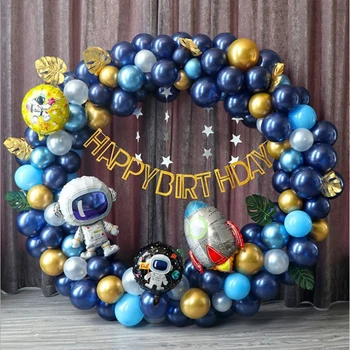 185pcs Azul Metalizado Ouro Balão Arco Kit DIY Guirlanda de Balões, Decoração para Criança Menino de Aniversário, chá de Bebê festa de Casamento Decoração