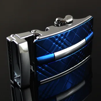 3,5 cm de Largura Automática Cintos de Fivela Macho de Couro Genuíno Correia Homens Luxo Fivela do Cinto Azul CE25-0217